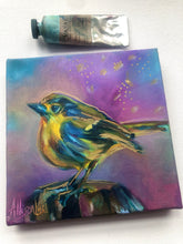 Load image into Gallery viewer, A Little Birdie Told Me Square Original Oil Painting 6" x 6" - Playful Series