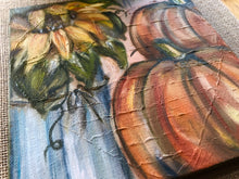 Load image into Gallery viewer, Pumpkins and Sunflowers Original Art 8” x 8”