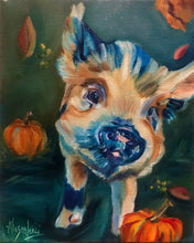 Load image into Gallery viewer, Mikey’s First Fall Pig Portrait on Gallery Wrapped CANVAS Print - Multiple Sizes
