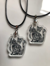 Load image into Gallery viewer, Cat with Art and Symbols on a Necklace - OM Cat