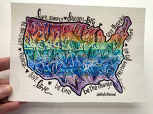 Load image into Gallery viewer, USA Rainbow Map 5”x7” Original Art