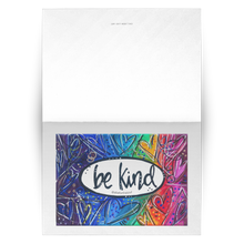 Load image into Gallery viewer, Be Kind Greeting Cards with Rainbow Heart Art - Set of 10, 30, 50