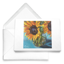 Load image into Gallery viewer, Sunflower Greeting Cards from Original Art; Set of 10, 30, 50