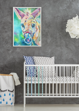 Load image into Gallery viewer, donkey colorful bold bright art gallery wrapped canvas painting allison luci artist animal sanctuary art
