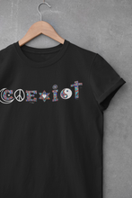 Load image into Gallery viewer, coexist free equality love peace harmony allie for the soul heart art happy t-shirt womens ladies mens