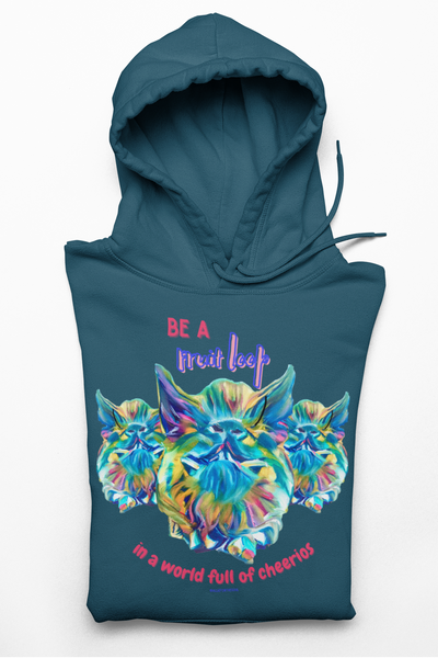 Be a Fruit Loop Hoodie (No-Zip/Pullover) with Colorful Pig Portrait - 3 Colors