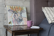 Load image into Gallery viewer, Heidi Cow with Flower Crown Gallery Wrapped Canvas Print