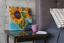 Load image into Gallery viewer, sunflower painting large gallery wrapped canvas print affordable art for home decor allison luci allie for the soul flowers bright illuminating yellow pantone color