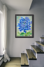 Load image into Gallery viewer, Blue Bold Chrysanthemum Gallery Wrapped Canvas