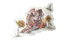 Load image into Gallery viewer, Jolene - Pig Art Sticker with Sunflowers