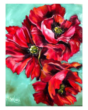 Load image into Gallery viewer, red bold interior design poppy flower hope remembrance peace oil painting print allison luci allie for the soul