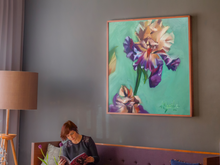 Load image into Gallery viewer, Discovered Treasure Iris Flower Painting Gallery Wrapped Canvas of Oil Original Allison Luci