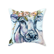 Load image into Gallery viewer, Pretty Cow Throw Pillow "Heidi Cow" Allison Luci Art