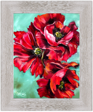 Load image into Gallery viewer, red bold art blogger designer consultant poppy flower hope remembrance peace oil painting print allison luci allie for the soul
