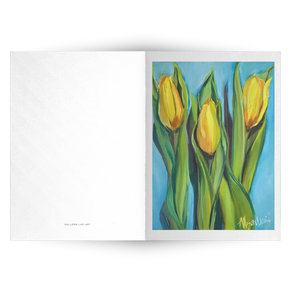tulips greeting cards notecards set of 10 blank cards with envelopes with original art fro allison luci