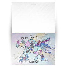 Load image into Gallery viewer, Inspirational Elephant Greeting Cards - Born to Stand Out; Set of 10, 30, 50