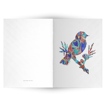 Load image into Gallery viewer, bird lovers heart art greeting cards notecards thank you birthday thinking of you colorful i love you allie for the soul art painting