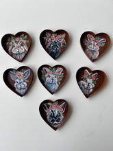 Load image into Gallery viewer, Littles Painted Bunny Rabbit Rustic Heart Magnet or Ring Dish Art Free Shipping
