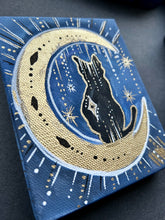 Load image into Gallery viewer, New Moon Art - 4” x 5” Black Cat with gold leaf
