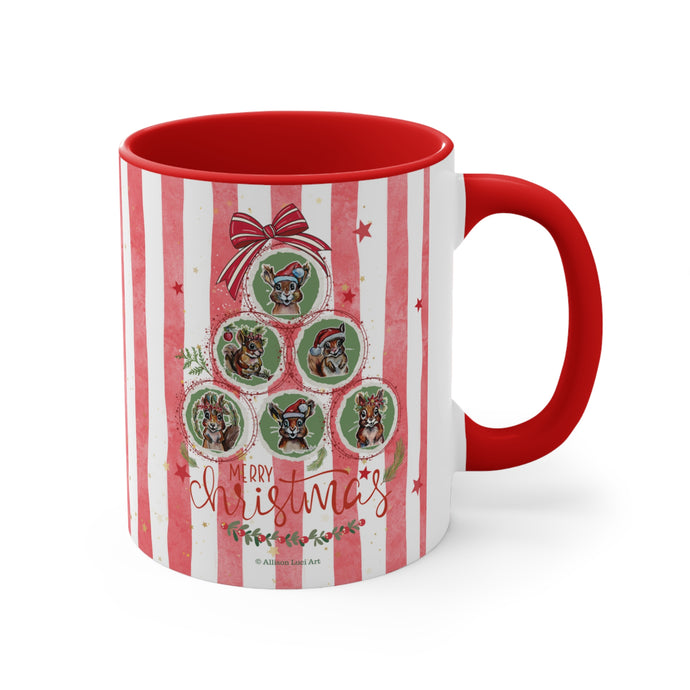 Squirrel Christmas Red Accent Coffee Mug, 11oz