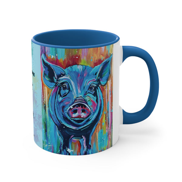 January Pig You Become What You Believe Accent Coffee Mug, 11oz - 3 Colors
