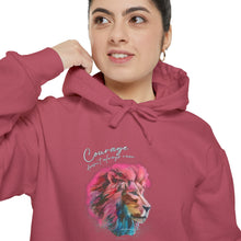 Load image into Gallery viewer, Lion Art Courage Doesn&#39;t Always Roar Unisex Garment-Dyed Comfort Hoodie - RELAXED FIT - 3 Colors
