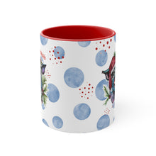 Load image into Gallery viewer, Blue Santa Pig Watercolor Art on a Blue or Red Accent Coffee Mug, 11oz
