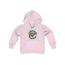 Load image into Gallery viewer, KIDS Peace Love and Pigs Youth Heavy Blend Hooded Sweatshirt with Dove Design for Arthur&#39;s Acres - 5 COLORS

