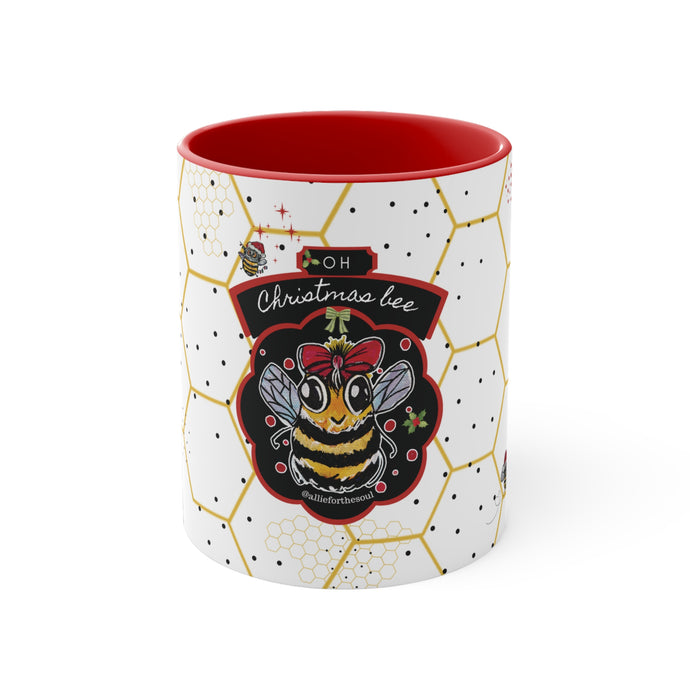 Oh Christmas Bee Christmas with Red Accent Coffee Mug, 11oz