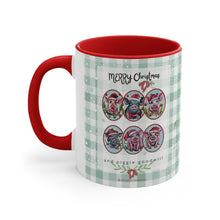 Load image into Gallery viewer, Piggie Goodwill Santa Pigs Watercolor Art on a Pink or Red Accent Coffee Mug, 11oz
