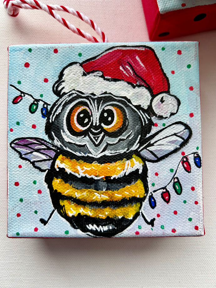 Oh Christmas Bee 4x4 Painted Ornament