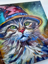 Load image into Gallery viewer, The Feline Alchemist Cat Sorcerer Art Original Oil Painting 10” x 10” Ships Free
