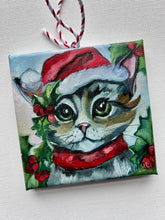 Load image into Gallery viewer, Santa Kitty Original Oil Painting 5x5
