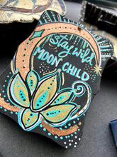 Load image into Gallery viewer, New Moon Art - Stay Wild Crescent Moon Ornament with Copper leaf
