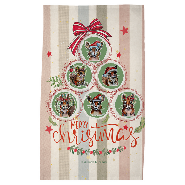 Going Nuts for Christmas Squirrel Tea Towel