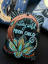 Load image into Gallery viewer, New Moon Art - Stay Wild Crescent Moon Ornament with Copper leaf
