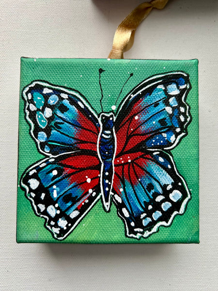 Holiday Butterfly 4x4 Painted Ornament