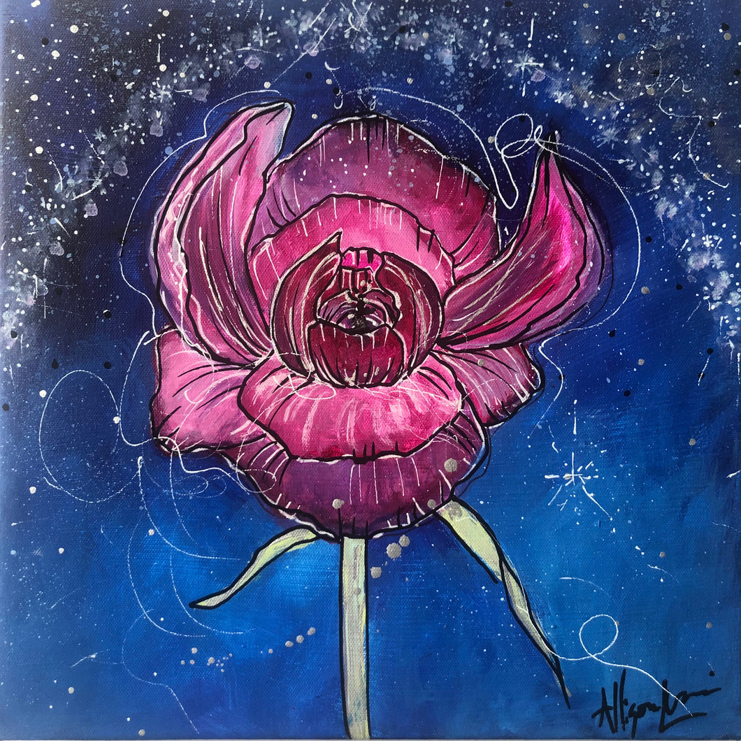 Night Bloom 10” x 10” Original Painting - SPRING BLOOM COLLECTION