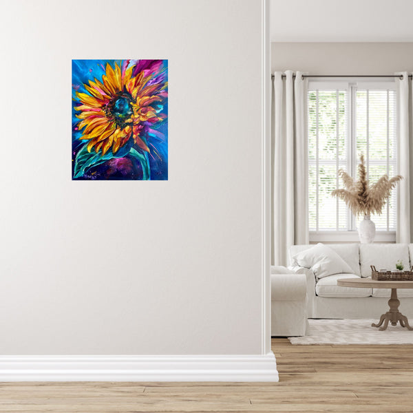 Bright Aura Sunflower Art Original Oil Painting Large 16” x 20”