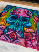 Load image into Gallery viewer, Colorful skull 5&quot; x 5&quot; Original Oil Painting &quot;Blooming Through it All&quot;
