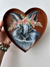 Load image into Gallery viewer, Large 8” Painted Bunny Rabbit Rustic Heart Art Free Shipping
