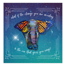 Load image into Gallery viewer, Metamorphosis Inspirational Elephant with Butterfly Wings Folded Note Cards SET of 10
