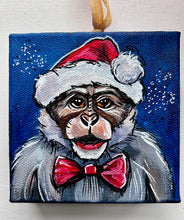 Load image into Gallery viewer, Santa Monkey 4x4 Painted Ornament
