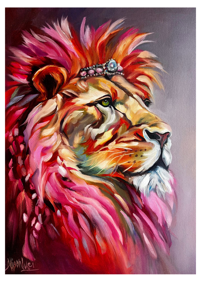 Everywhere the Light Touches is Our Kingdom Lion Original Oil Painting 16” x 20”