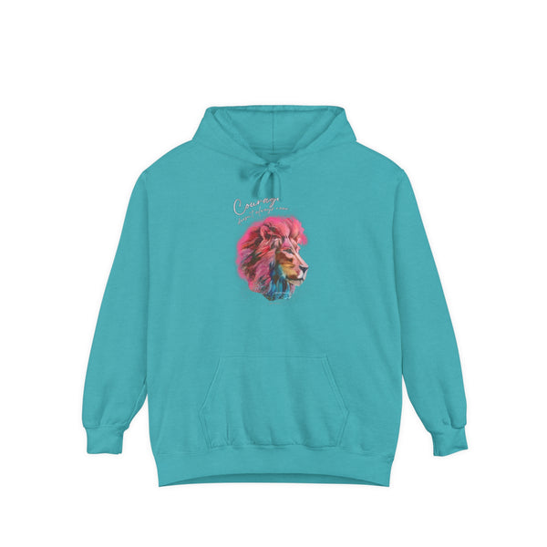 Lion Art Courage Doesn't Always Roar Unisex Garment-Dyed Comfort Hoodie - RELAXED FIT - 3 Colors