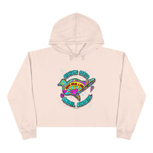 Load image into Gallery viewer, Peace Love and Pigs Crop Hoodie with Dove Design for Arthur&#39;s Acres 2 Colors

