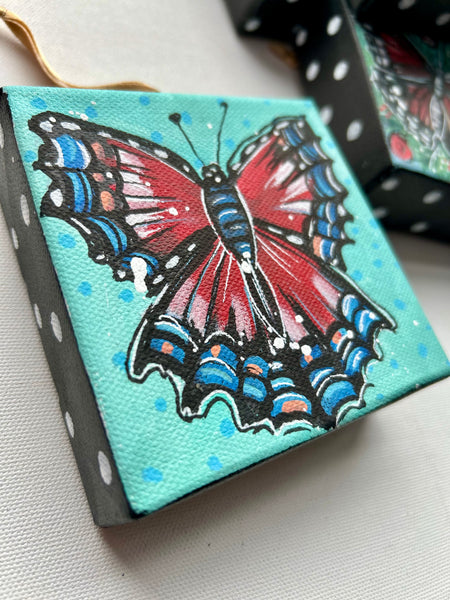 Holiday Butterfly 4x4 Painted Ornament