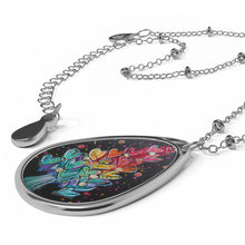 Load image into Gallery viewer, Colorful Tree full of LOVE Oval Necklace with Silver Chain
