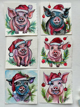 Load image into Gallery viewer, Christmas Piggie 4x4 Painted Framed Ornament
