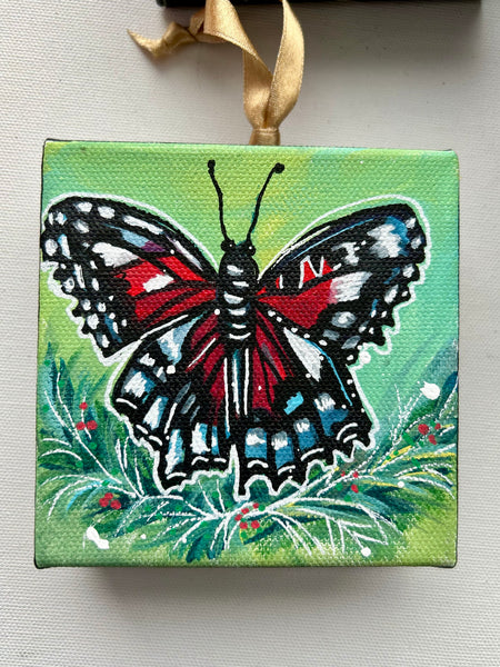 Holiday Butterfly 4x4 Painted Ornament